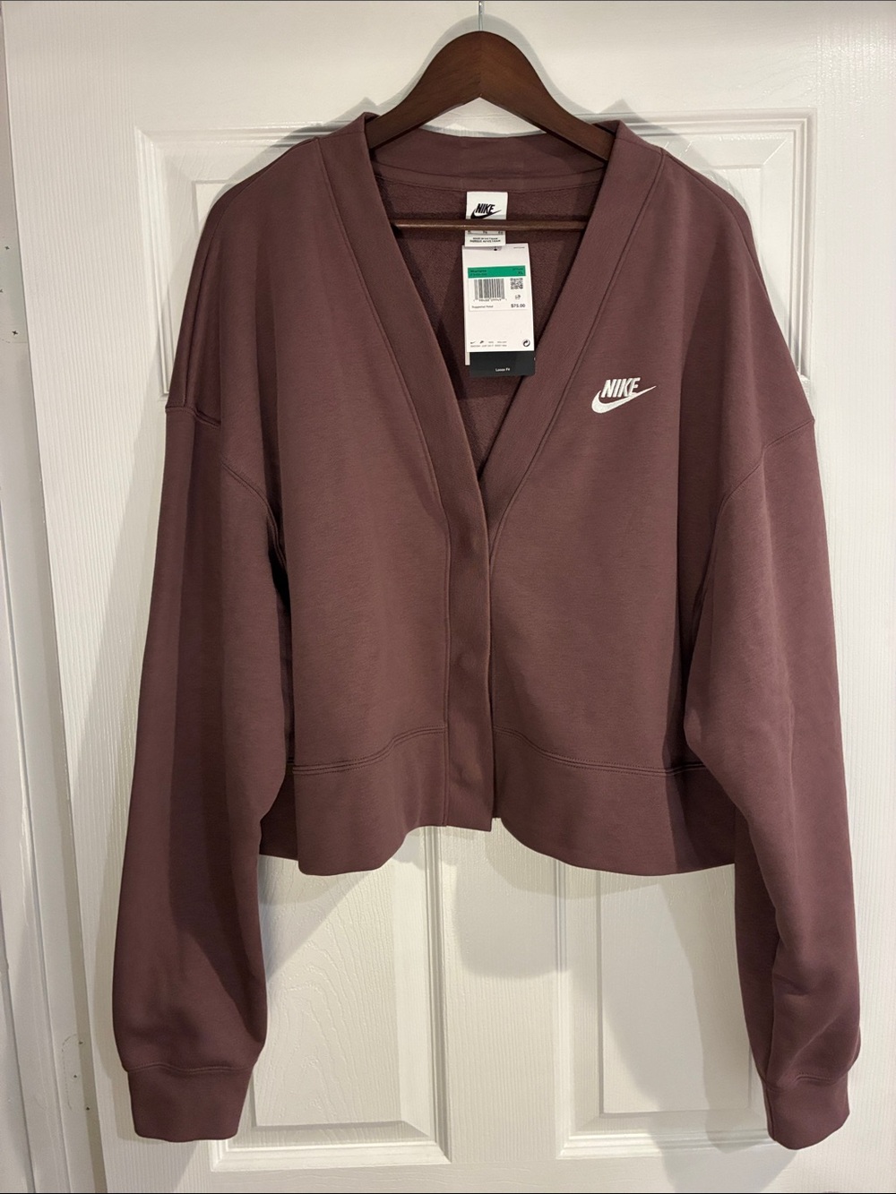 Nike Women's Mauve Cropped Cardigan Sweater